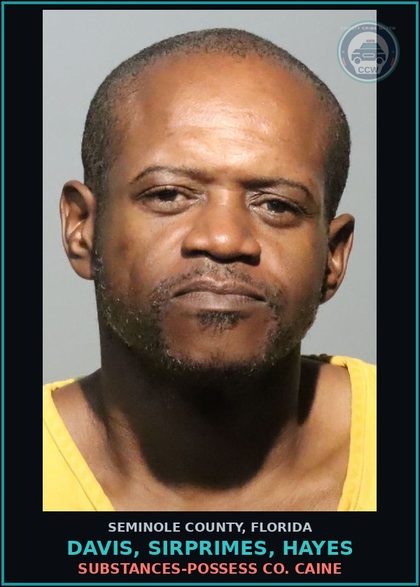 CCW arrest card for DAVIS, SIRPRIMES, HAYES in Seminole County: DRUGS-POSSESS COCAINE