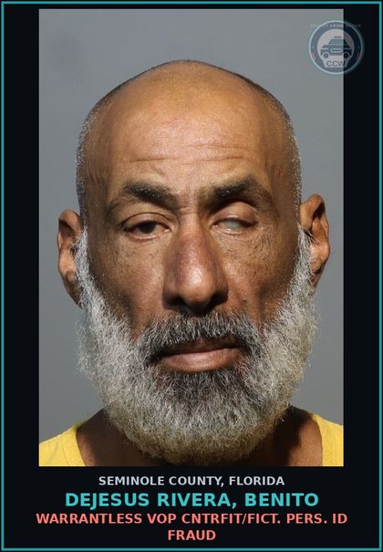 CCW arrest card for DEJESUS RIVERA, BENITO in Seminole County: CITRUS COUNTY - *WE BORROWED* *EOS 09/30/26*