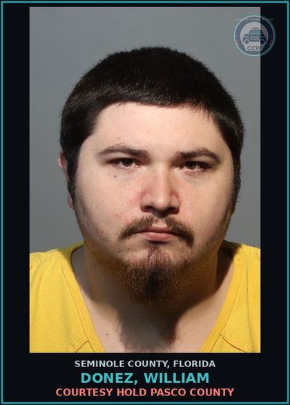 CCW arrest card for DONEZ, WILLIAM in Seminole County: COURTESY HOLD PASCO COUNTY