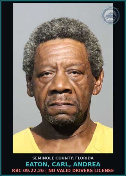 CCW arrest card for EATON, CARL, ANDREA in Seminole County: RBC 09.22.26 | NO VALID DRIVERS LICENSE
