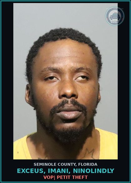 CCW arrest card for EXCEUS, IMANI, NINOLINDLY in Seminole County: VOP| PETIT THEFT