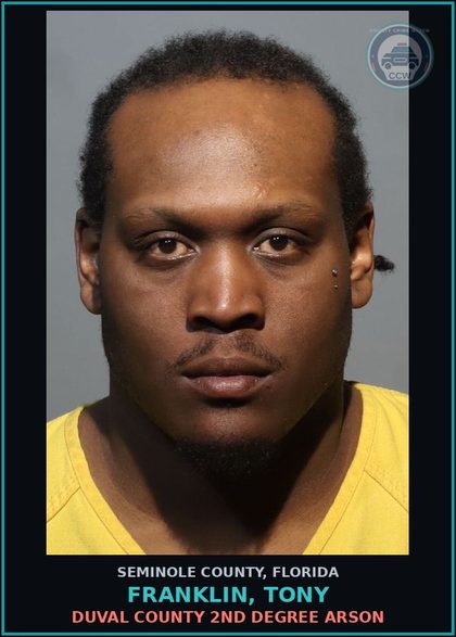 CCW arrest card for FRANKLIN, TONY in Seminole County: DUVAL COUNTY 2ND DEGREE ARSON