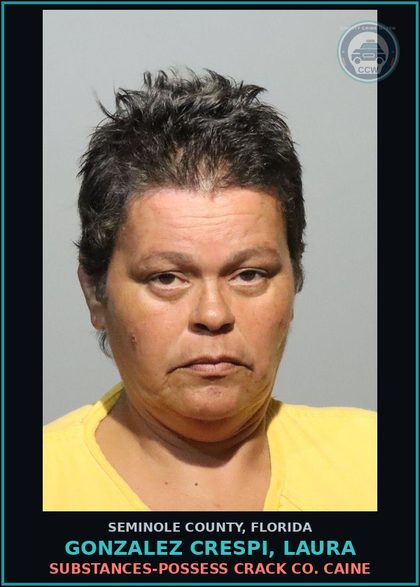 CCW arrest card for GONZALEZ CRESPI, LAURA in Seminole County: DRUGS-POSSESS CRACK COCAINE