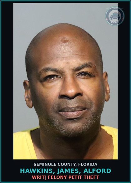 CCW arrest card for HAWKINS, JAMES, ALFORD in Seminole County: DOC INMATE WALTON C.I **WE BORROWED**