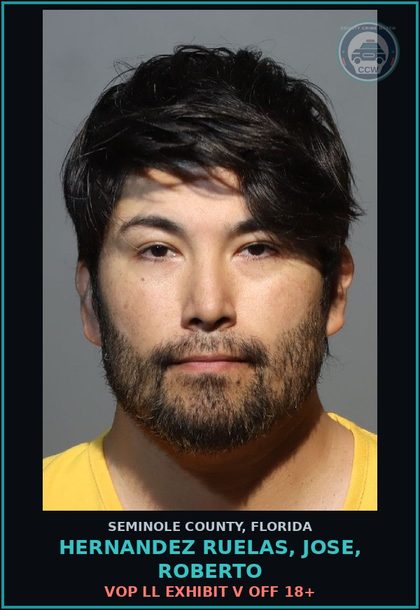 CCW arrest card for HERNANDEZ RUELAS, JOSE, ROBERTO in Seminole County: VOP LL EXHIBIT V OFF 18+