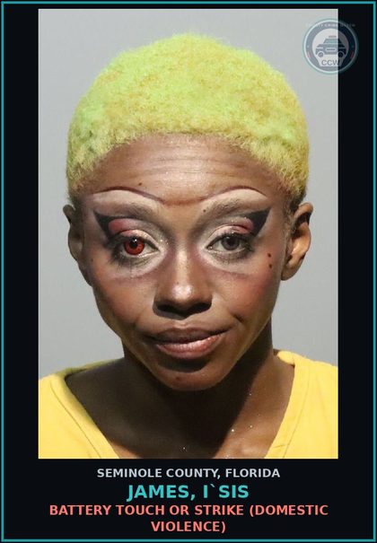 CCW arrest card for JAMES, I`SIS in Seminole County: BATTERY TOUCH OR STRIKE (DOMESTIC VIOLENCE)