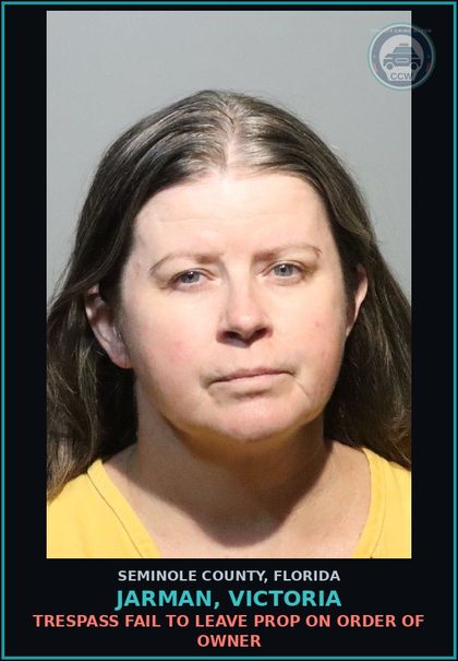 CCW arrest card for JARMAN, VICTORIA in Seminole County: DISTURBING PEACE BREACH OF THE PEACE