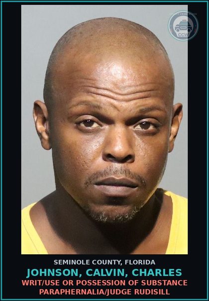 CCW arrest card for JOHNSON, CALVIN, CHARLES in Seminole County: HOLD FOR DOC WAKULLA C.I. *WE BORROWED*