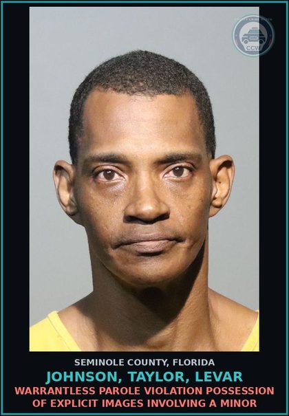 CCW arrest card for JOHNSON, TAYLOR, LEVAR in Seminole County: HOLD FOR STATE GPS