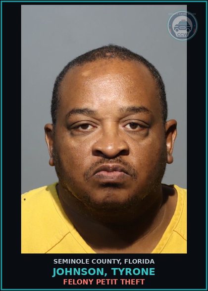 CCW arrest card for JOHNSON, TYRONE in Seminole County: HOLD FOR DOC / HAMILTON CI / BORROWED