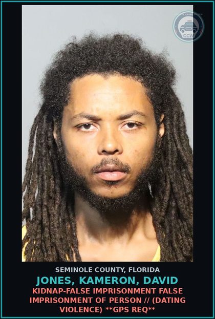 CCW arrest card for JONES, KAMERON, DAVID in Seminole County: RBC 09.18.26 | GRAND THEFT 750 LESS THAN 5K DOLS