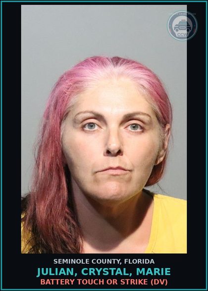 CCW arrest card for JULIAN, CRYSTAL, MARIE in Seminole County: BATTERY TOUCH OR STRIKE (DV)