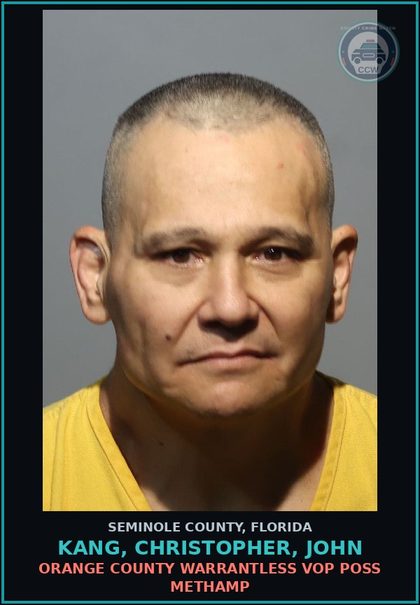 CCW arrest card for KANG, CHRISTOPHER, JOHN in Seminole County: RESIST OFFICER OBSTRUCT W/O VIOLENCE