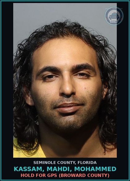 CCW arrest card for KASSAM, MAHDI, MOHAMMED in Seminole County: HOLD FOR GPS (BROWARD COUNTY)