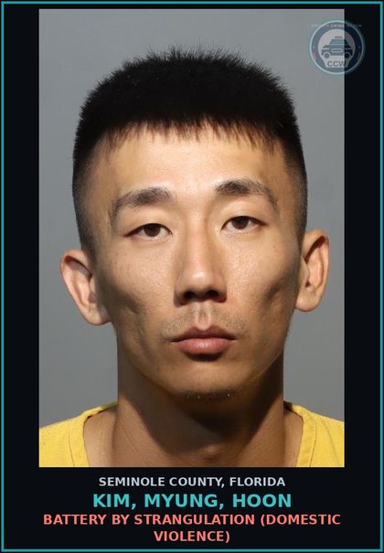 CCW arrest card for KIM, MYUNG, HOON in Seminole County: BATTERY BY STRANGULATION (DOMESTIC VIOLENCE)