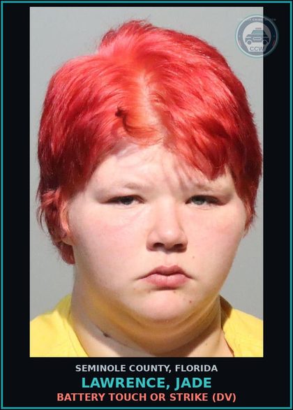 CCW arrest card for LAWRENCE, JADE in Seminole County: BATTERY TOUCH OR STRIKE (DV)