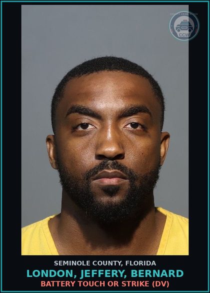 CCW arrest card for LONDON, JEFFERY, BERNARD in Seminole County: BATTERY TOUCH OR STRIKE (DV)
