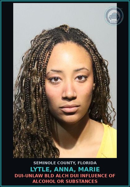CCW arrest card for LYTLE, ANNA, MARIE in Seminole County: DUI-UNLAW BLD ALCH DUI INFLUENCE OF ALCOHOL OR DRUGS