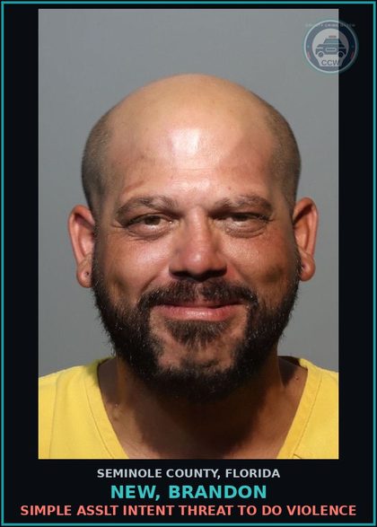 CCW arrest card for NEW, BRANDON in Seminole County: SIMPLE ASSLT INTENT THREAT TO DO VIOLENCE