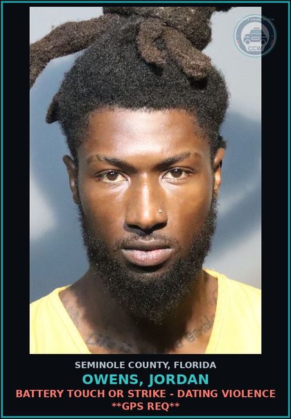 CCW arrest card for OWENS, JORDAN in Seminole County: RBC 08.26.2026 || DRIVING WHILE LICENSE CANC, SUSP OR REV WITH ONE PRIOR