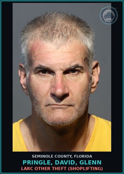 CCW arrest card for PRINGLE, DAVID, GLENN in Seminole County: DRUGS- POSSESS OF COCAINE