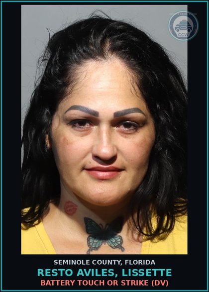 CCW arrest card for RESTO AVILES, LISSETTE in Seminole County: BATTERY TOUCH OR STRIKE (DV)