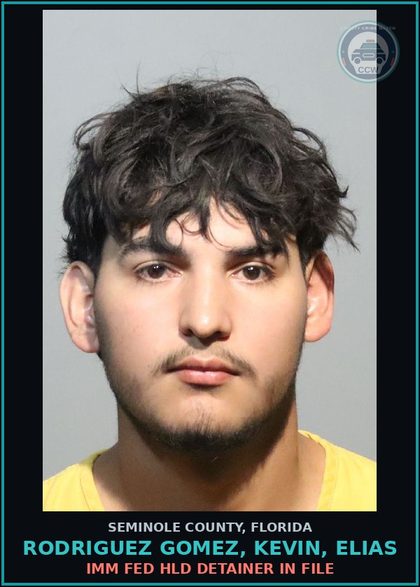 CCW arrest card for RODRIGUEZ GOMEZ, KEVIN, ELIAS in Seminole County: HOLD FOR IMMIGRATION DETAINER IN FILE