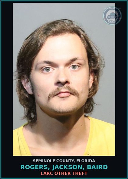 CCW arrest card for ROGERS, JACKSON, BAIRD in Seminole County: LARC OTHER THEFT