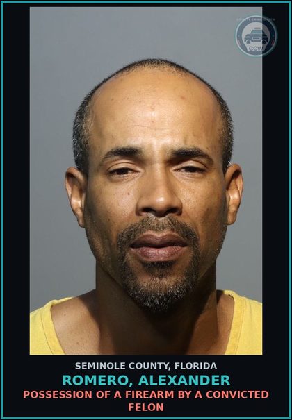 CCW arrest card for ROMERO, ALEXANDER in Seminole County: POSSESSION OF A FIREARM BY A CONVICTED FELON