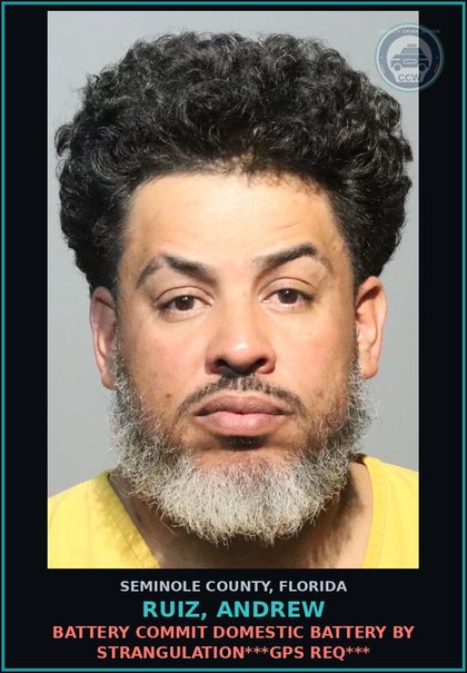 CCW arrest card for RUIZ, ANDREW in Seminole County: BATTERY COMMIT DOMESTIC BATTERY BY STRANGULATION***GPS REQ***