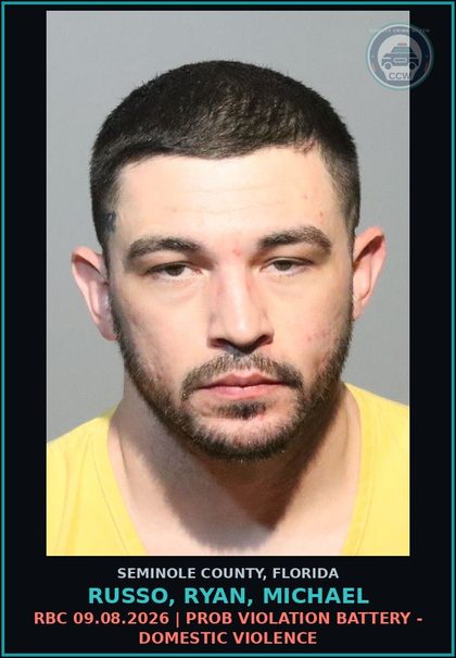 CCW arrest card for RUSSO, RYAN, MICHAEL in Seminole County: CAME IN W/ GPS