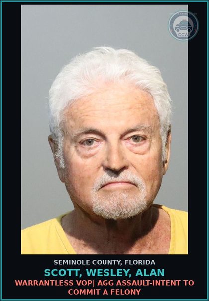 CCW arrest card for SCOTT, WESLEY, ALAN in Seminole County: CAME IN WITH SCRAM