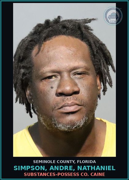 CCW arrest card for SIMPSON, ANDRE, NATHANIEL in Seminole County: DRUGS-POSSESS COCAINE