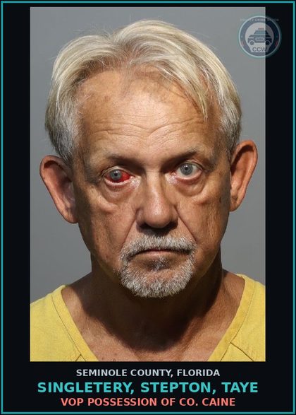 CCW arrest card for SINGLETERY, STEPTON, TAYE in Seminole County: VOP POSSESSION OF COCAINE