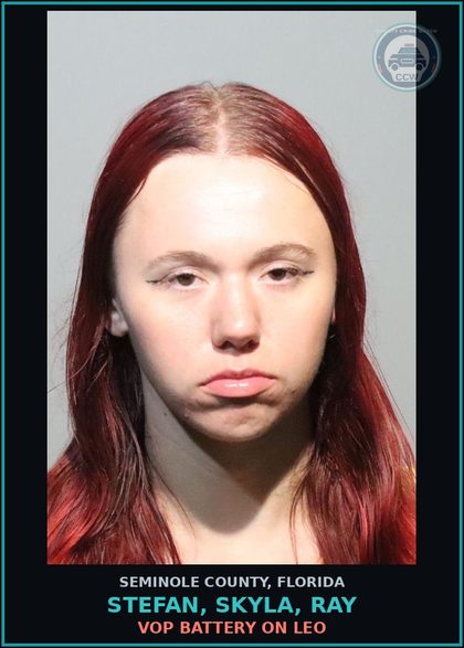CCW arrest card for STEFAN, SKYLA, RAY in Seminole County: VOP BATTERY ON LEO