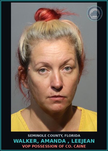 CCW arrest card for WALKER, AMANDA , LEEJEAN in Seminole County: VOP POSSESSION OF COCAINE
