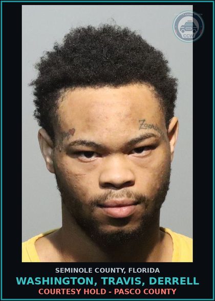 CCW arrest card for WASHINGTON, TRAVIS, DERRELL in Seminole County: COURTESY HOLD - PASCO COUNTY