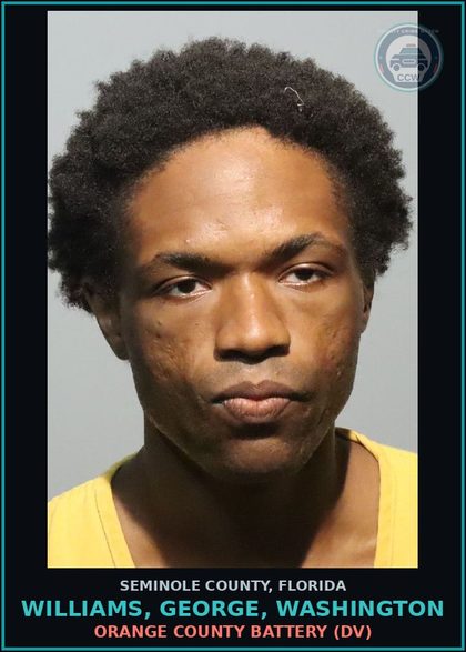 CCW arrest card for WILLIAMS, GEORGE, WASHINGTON in Seminole County: ORANGE COUNTY BATTERY (DV)