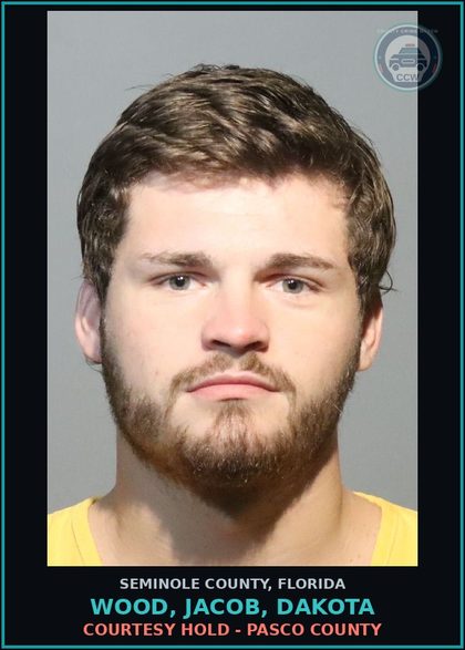 CCW arrest card for WOOD, JACOB, DAKOTA in Seminole County: COURTESY HOLD - PASCO COUNTY