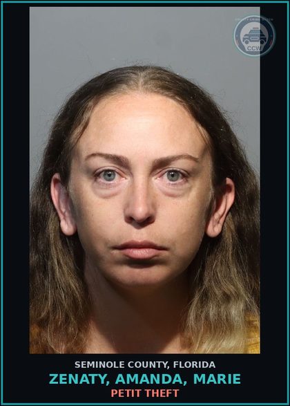 CCW arrest card for ZENATY, AMANDA, MARIE in Seminole County: HOLD FOR DOC / FL WOMEN'S RECEP CTR / BORROWED