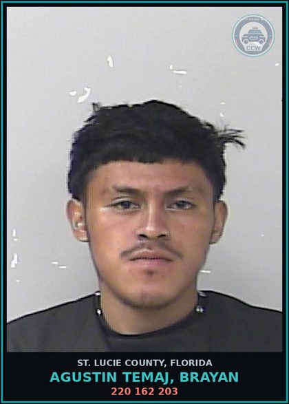 CCW arrest card for Agustin Temaj, Brayan in St. Lucie County: 220 162 203