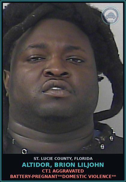 CCW arrest card for Altidor, Brion Liljohn in St. Lucie County: Cocaine-possess-possess Cocaine