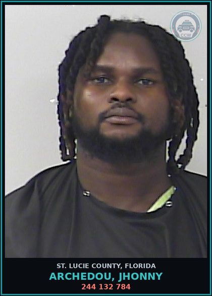 CCW arrest card for Archedou, Jhonny in St. Lucie County: 244 132 784