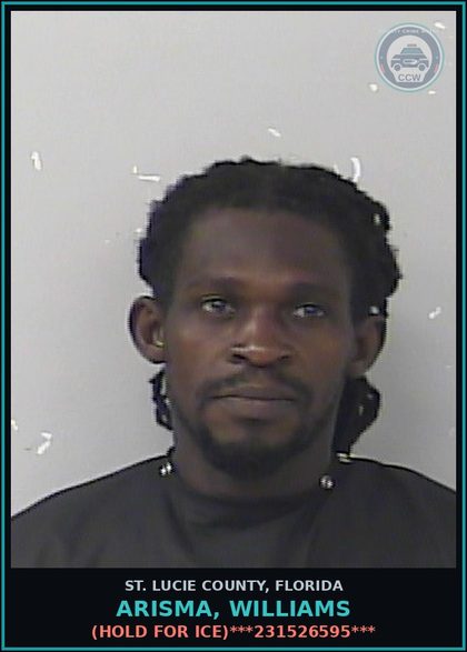 CCW arrest card for Arisma, Williams in St. Lucie County: (hold For Ice)***231526595***