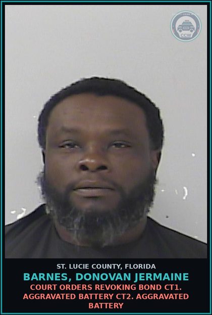 CCW arrest card for Barnes, Donovan Jermaine in St. Lucie County: Ct1 Violation Of Pretrial Release - Domestic Violence