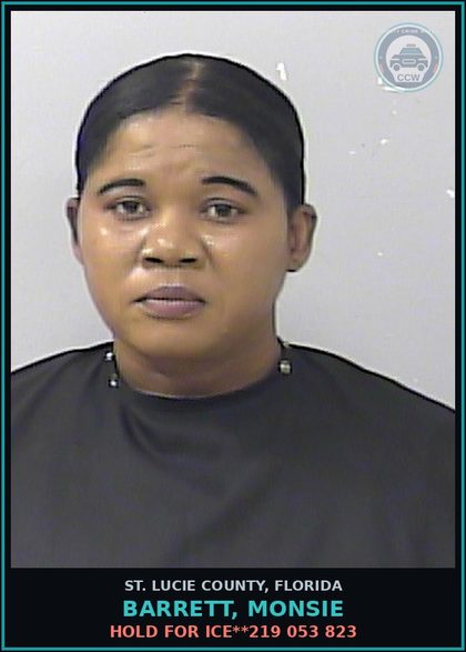CCW arrest card for Barrett, Monsie in St. Lucie County: Hold For Ice**219 053 823
