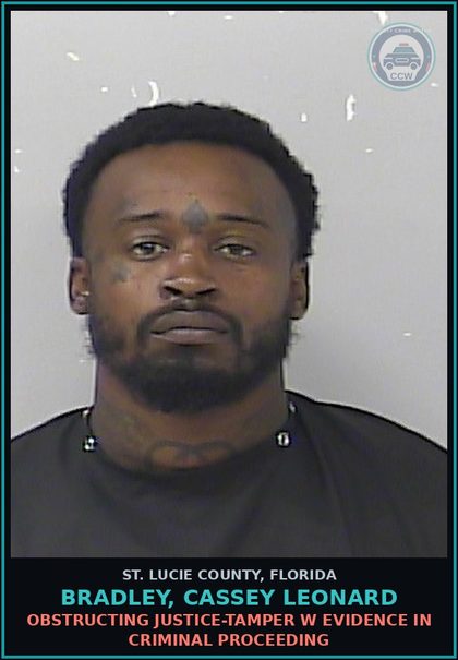 CCW arrest card for Bradley, Cassey Leonard in St. Lucie County: Drugs-sell-sell Ctrl Substance School/park Schedule Ii