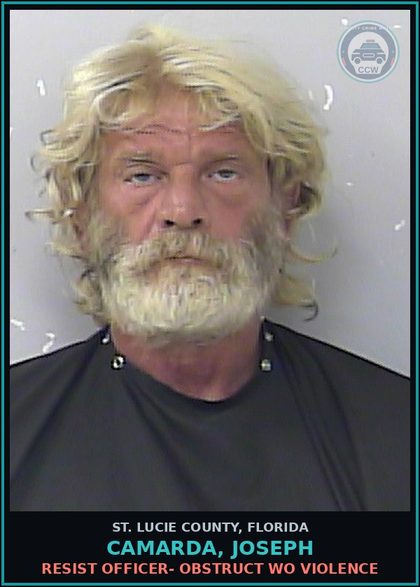 CCW arrest card for Camarda, Joseph in St. Lucie County: Resist Officer- Obstruct Wo Violence