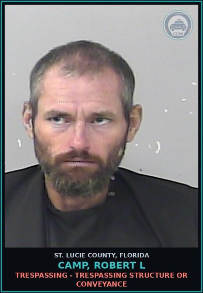 CCW arrest card for Camp, Robert L in St. Lucie County: Drugs - Possess - contr substance W/o Prescription