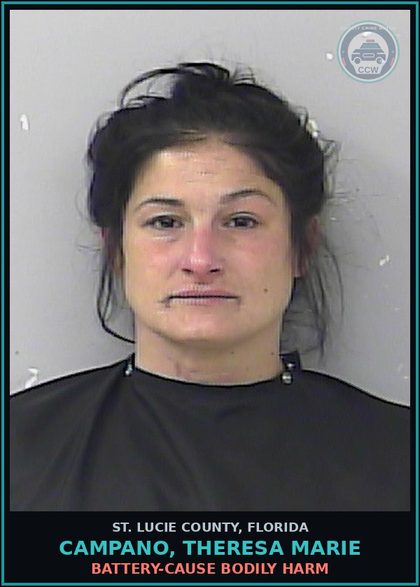 CCW arrest card for Campano, Theresa Marie in St. Lucie County: Battery-cause Bodily Harm